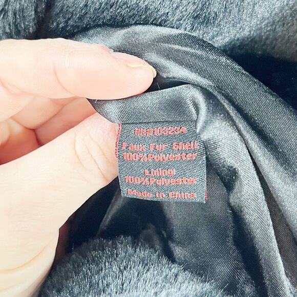 Adrienne Landau Button Up Lined Faux Fur Coat Jacket Black XL - Picture 5 of 5